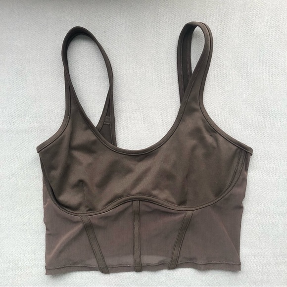 Alo Yoga Airbrush Mesh Corset Tank Expresso M - Picture 4 of 8